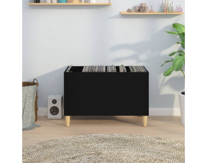 Sonata H Шкаф за грамофонни плочи черен 74,5x38x48 см инженерно дърво