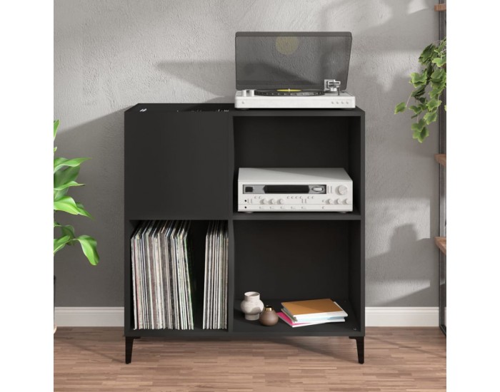 Sonata H Шкаф за грамофонни плочи черен 84,5x38x89 см инженерно дърво