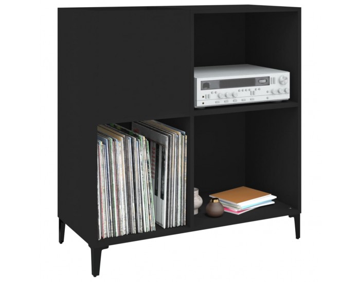 Sonata H Шкаф за грамофонни плочи черен 84,5x38x89 см инженерно дърво