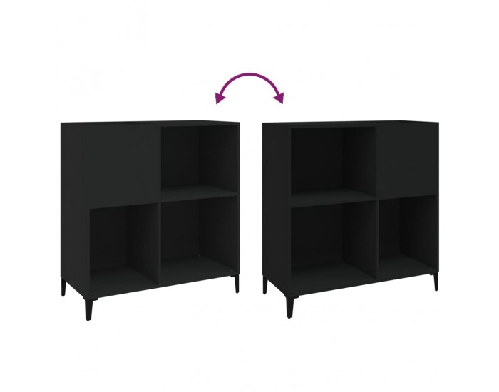 Sonata H Шкаф за грамофонни плочи черен 84,5x38x89 см инженерно дърво