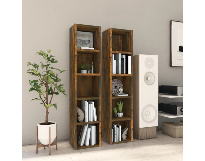 Sonata H CD шкафове, 2 бр, опушен дъб, 21x16x93,5 см, инженерно дърво Sonata H CD шкафове, 2 бр, опушен дъб, 21x16x93,5 см, инженерно дърво