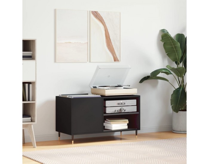 Sonata H Шкаф за грамофонни плочи черен 85x38x48 см инженерно дърво