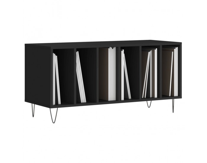 Sonata H Шкаф за грамофонни плочи черен 100x38x48 см инженерно дърво