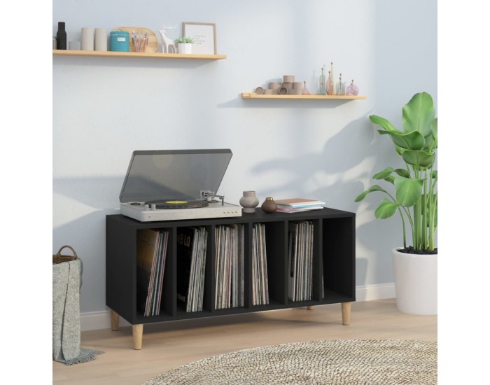 Sonata H Шкаф за грамофонни плочи черен 100x38x48 см инженерно дърво