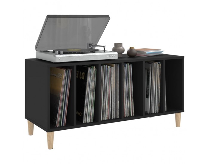 Sonata H Шкаф за грамофонни плочи черен 100x38x48 см инженерно дърво