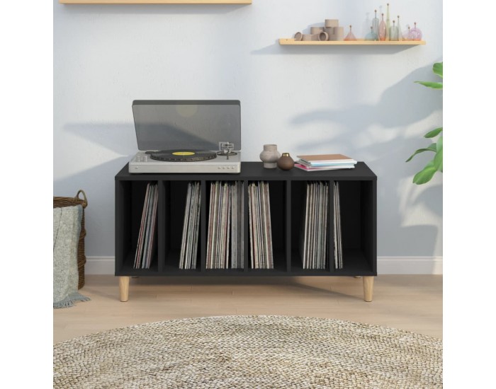 Sonata H Шкаф за грамофонни плочи черен 100x38x48 см инженерно дърво