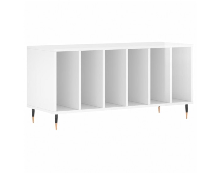 Sonata H Шкаф за грамофонни плочи бял гланц 100x38x48 см инженерно дърво
