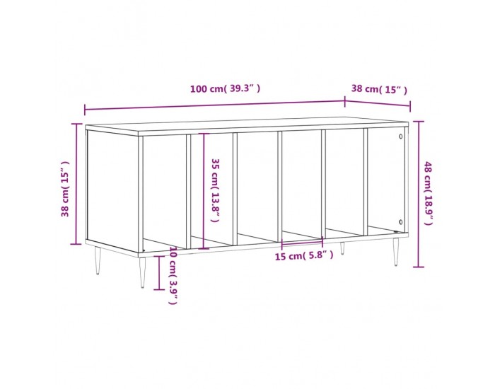 Sonata H Шкаф за грамофонни плочи бял гланц 100x38x48 см инженерно дърво