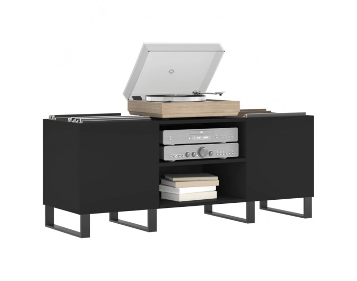 Sonata H Шкаф за грамофонни плочи черен 121x38x48 см инженерно дърво