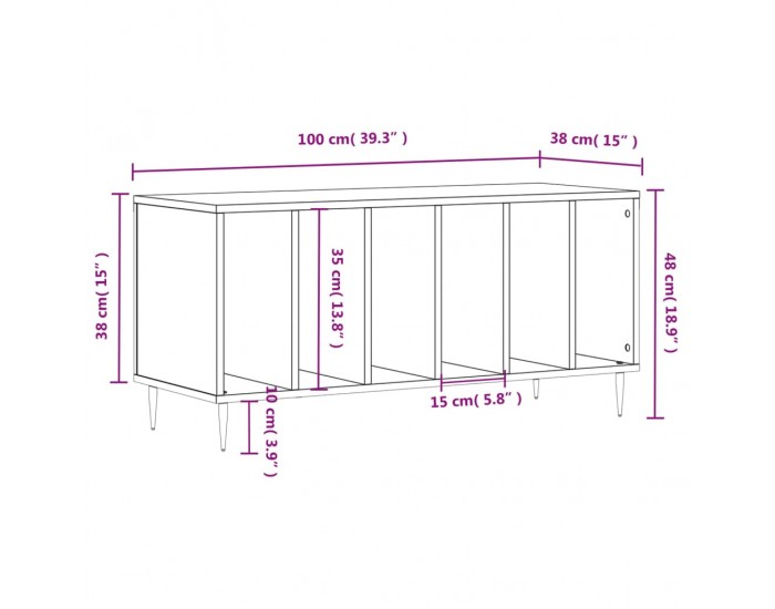 Sonata H Шкаф за грамофонни плочи бял 100x38x48 см инженерно дърво Sonata H Шкаф за грамофонни плочи бял 100x38x48 см инженерно дърво