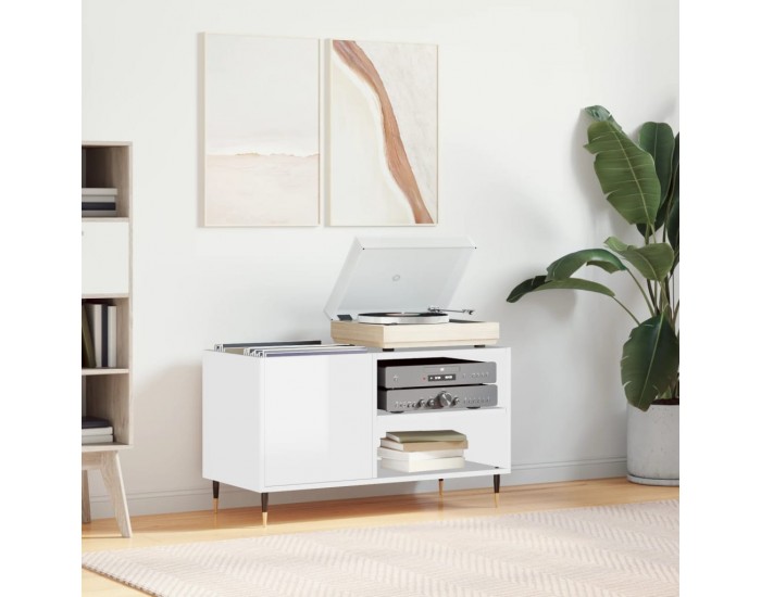 Sonata H Шкаф за грамофонни плочи бял гланц 85x38x48 см инженерно дърво