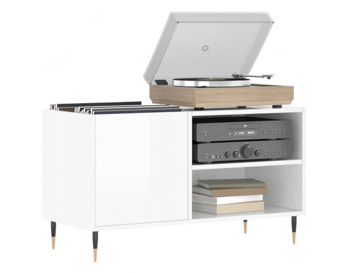 Sonata H Шкаф за грамофонни плочи бял гланц 85x38x48 см инженерно дърво