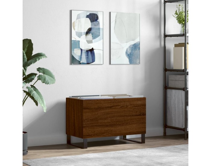Sonata H Шкаф за винилови плочи кафяв дъб 74,5x38x48 см инженерно дърво