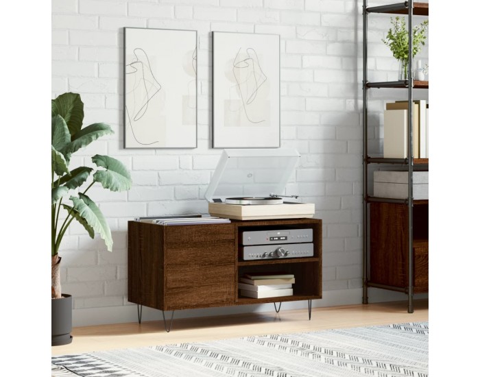Sonata H Шкаф за винилови плочи кафяв дъб 85x38x48 см инженерно дърво