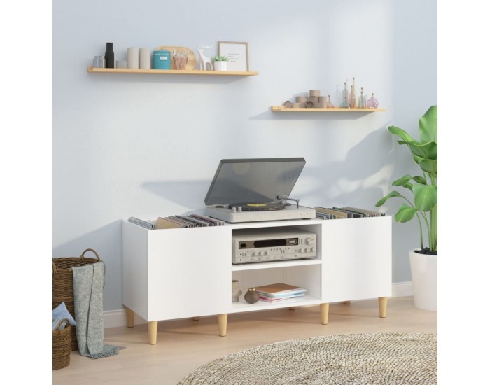 Sonata H Шкаф за грамофонни плочи бял гланц 121x38x48 см инженерно дърво