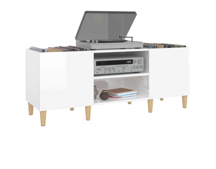 Sonata H Шкаф за грамофонни плочи бял гланц 121x38x48 см инженерно дърво