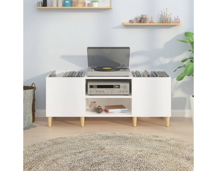 Sonata H Шкаф за грамофонни плочи бял гланц 121x38x48 см инженерно дърво