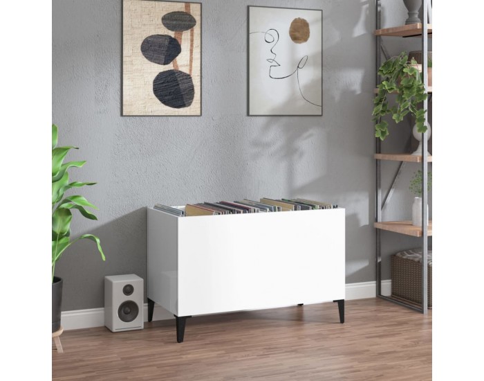 Sonata H Шкаф за винилови плочи бял гланц 74,5x38x48 см инженерно дърво