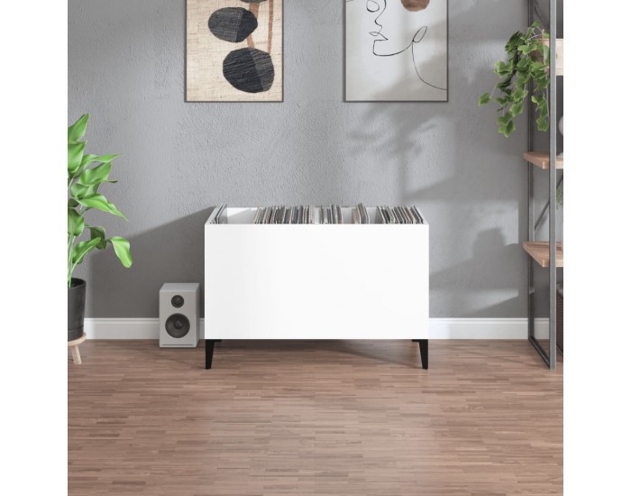 Sonata H Шкаф за винилови плочи бял гланц 74,5x38x48 см инженерно дърво