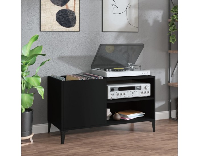 Sonata H Шкаф за грамофонни плочи черен 84,5x38x48 см инженерно дърво Sonata H Шкаф за грамофонни плочи черен 84,5x38x48 см инженерно дърво