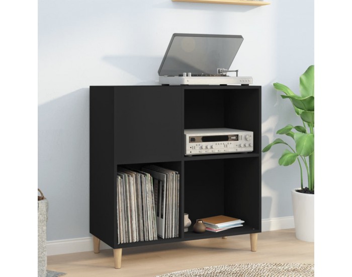 Sonata H Шкаф за грамофонни плочи черен 84,5x38x89 см инженерно дърво