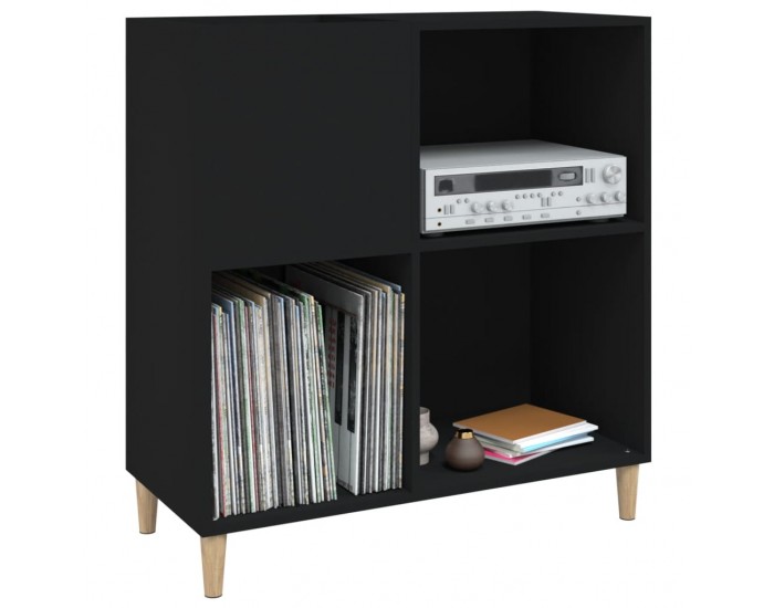 Sonata H Шкаф за грамофонни плочи черен 84,5x38x89 см инженерно дърво