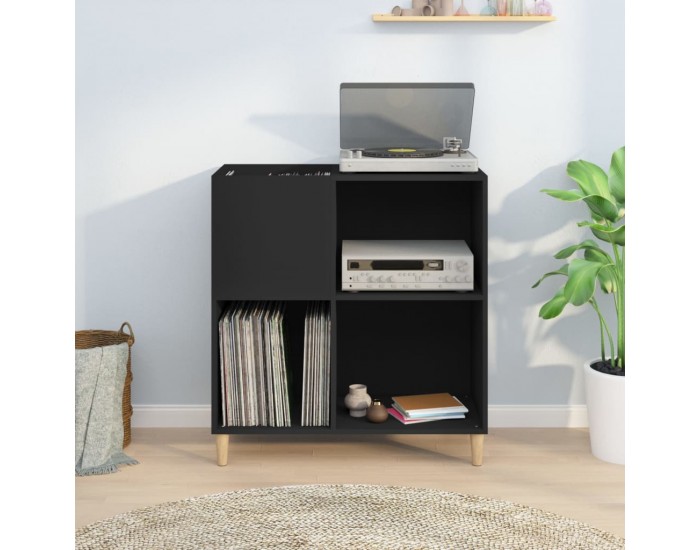 Sonata H Шкаф за грамофонни плочи черен 84,5x38x89 см инженерно дърво