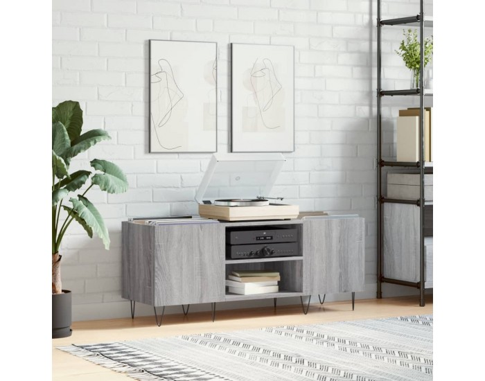 Sonata H Шкаф за винилови плочи сив сонома 121x38x48 см инженерно дърво