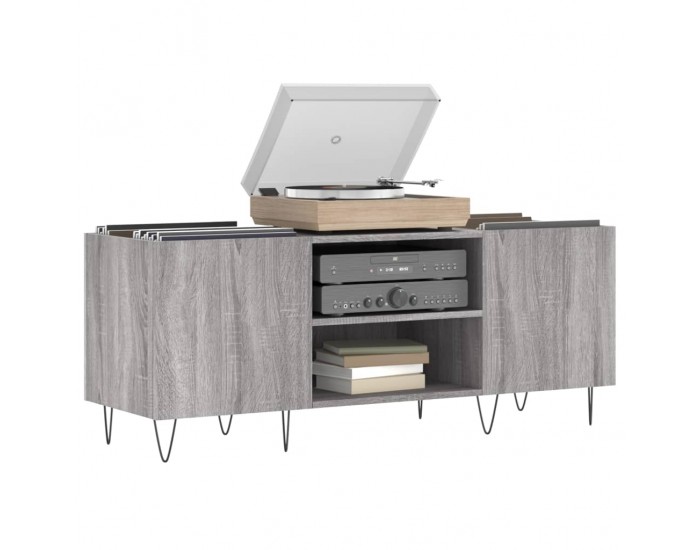 Sonata H Шкаф за винилови плочи сив сонома 121x38x48 см инженерно дърво