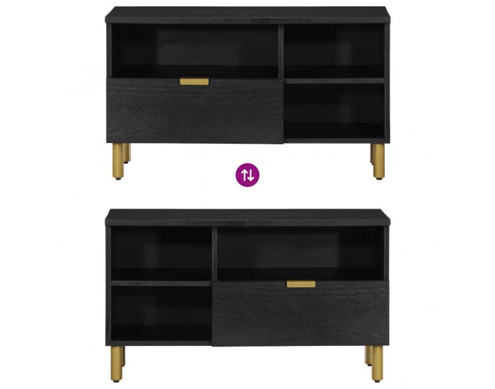 Sonata H ТВ шкаф, черен, 80x33x46 см, инженерно дърво