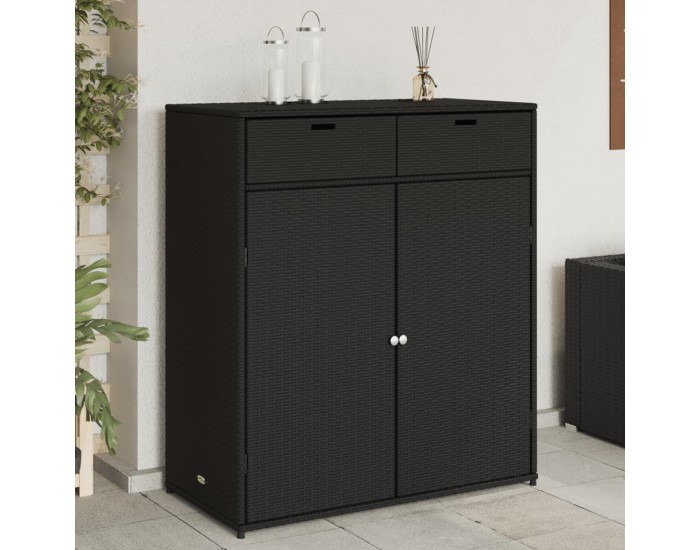 Sonata H Градински шкаф за съхранение, черен, 105x55x113 см, полиратан Sonata H Градински шкаф за съхранение, черен, 105x55x113 см, полиратан