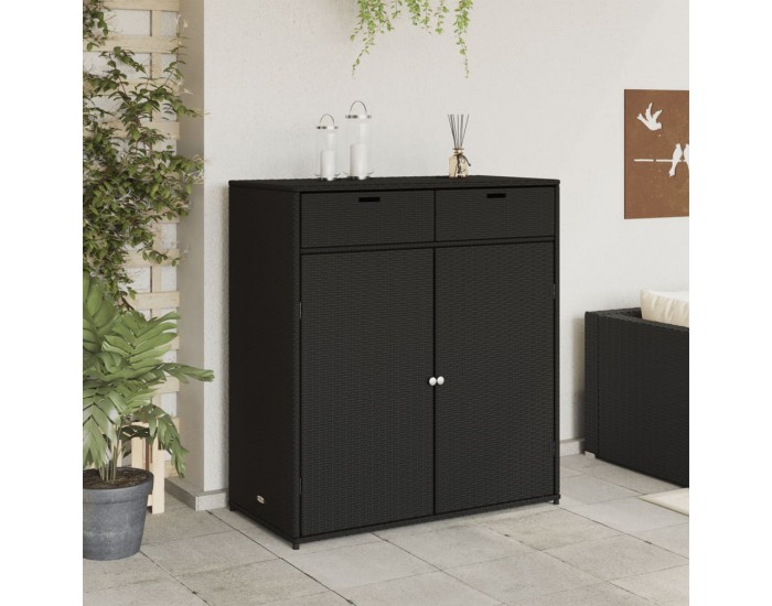 Sonata H Градински шкаф за съхранение, черен, 105x55x113 см, полиратан Sonata H Градински шкаф за съхранение, черен, 105x55x113 см, полиратан