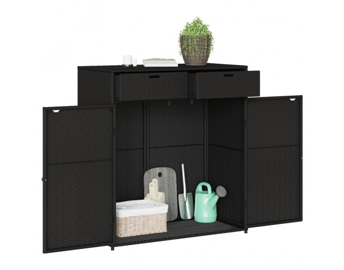 Sonata H Градински шкаф за съхранение, черен, 105x55x113 см, полиратан Sonata H Градински шкаф за съхранение, черен, 105x55x113 см, полиратан