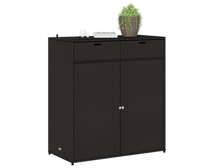 Sonata H Градински шкаф за съхранение, черен, 105x55x113 см, полиратан Sonata H Градински шкаф за съхранение, черен, 105x55x113 см, полиратан