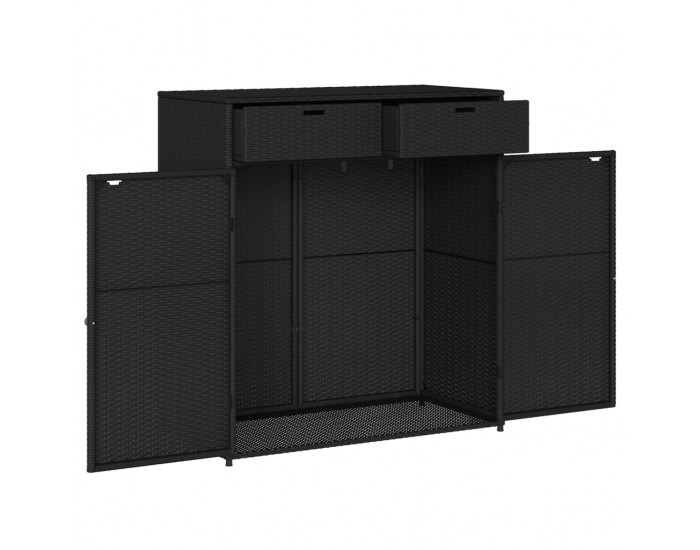 Sonata H Градински шкаф за съхранение, черен, 105x55x113 см, полиратан Sonata H Градински шкаф за съхранение, черен, 105x55x113 см, полиратан