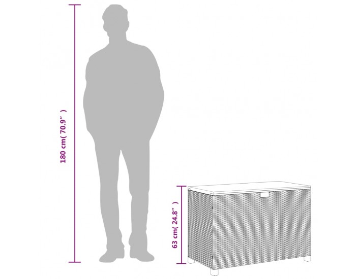 Sonata H Градинска кутия за съхранение черна 110x55x63см PE ратан акация