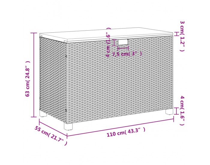 Sonata H Градинска кутия за съхранение черна 110x55x63см PE ратан акация