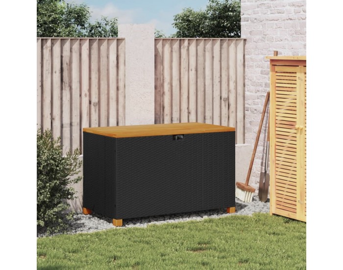 Sonata H Градинска кутия за съхранение черна 110x55x63см PE ратан акация
