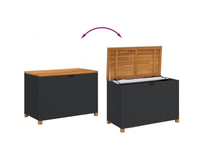 Sonata H Градинска кутия за съхранение черна 110x55x63см PE ратан акация