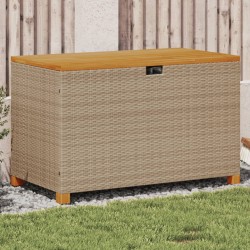 Sonata H Градинска кутия за съхранение бежов 110x55x63см PE ратан акация - Външни съоражения