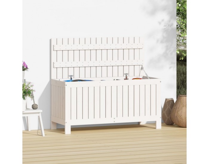 Sonata H Градинска кутия за съхранение, бяла, 108x42,5x54 см, бор масив Sonata H Градинска кутия за съхранение, бяла, 108x42,5x54 см, бор масив