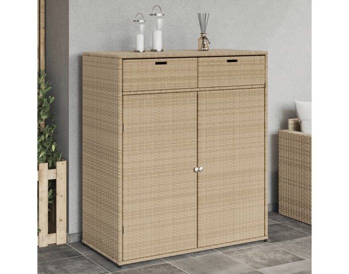 Sonata H Градински шкаф за съхранение бежов 105x55x113 см полиратан