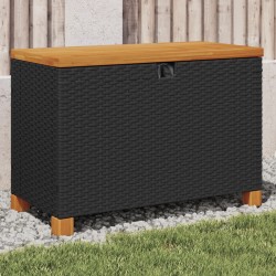 Sonata H Градинска кутия за съхранение черна 80x40x48 см PE ратан акация - Външни съоражения