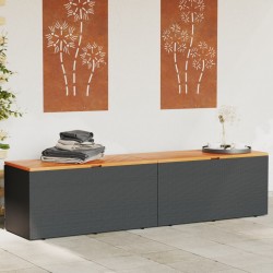 Sonata H Външна кутия за съхранение черна 220x50x54 см PE ратан акация - Външни съоражения