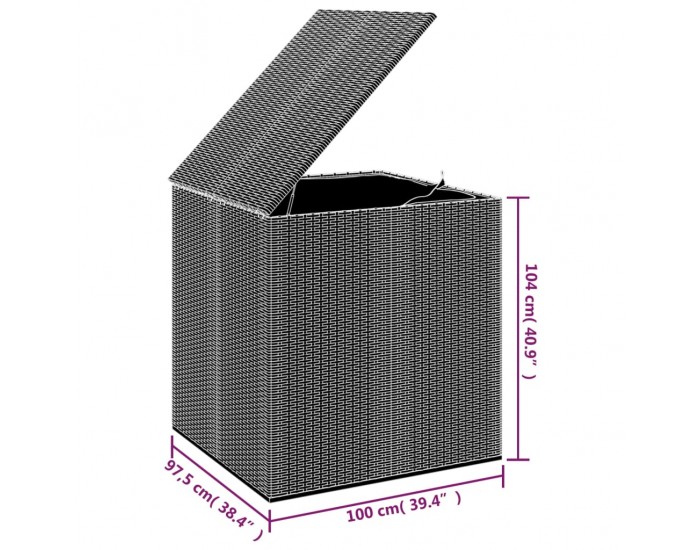 Sonata H Кутия за градински възглавници PE ратан 100x97,5x104 см сива