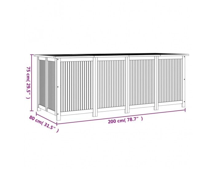 Sonata H Градинска кутия за съхранение 200x80x75 см акациево дърво масив