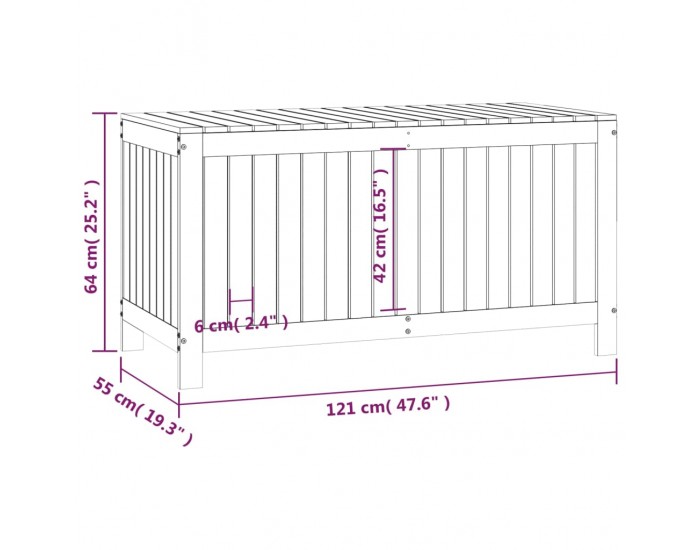 Sonata H Градинска кутия за съхранение, 121x55x64 см, бор масив Sonata H Градинска кутия за съхранение, 121x55x64 см, бор масив
