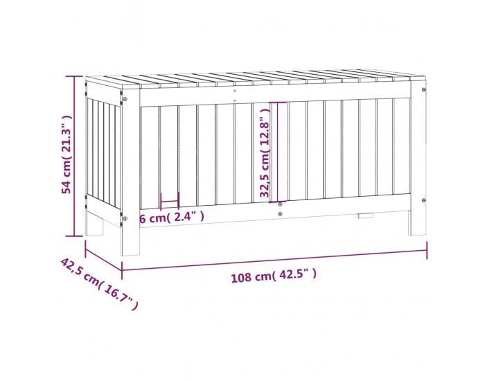Sonata H Градинска кутия за съхранение, 108x42,5x54 см, бор масив
