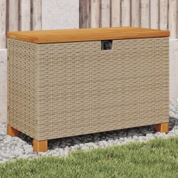 Sonata H Градинска кутия за съхранение бежов 80x40x48 см PE ратан акация - Външни съоражения