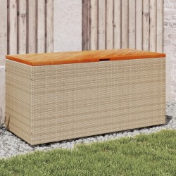 Sonata H Градинска кутия за съхранение бежов 110x50x54см PE ратан акация - Външни съоражения